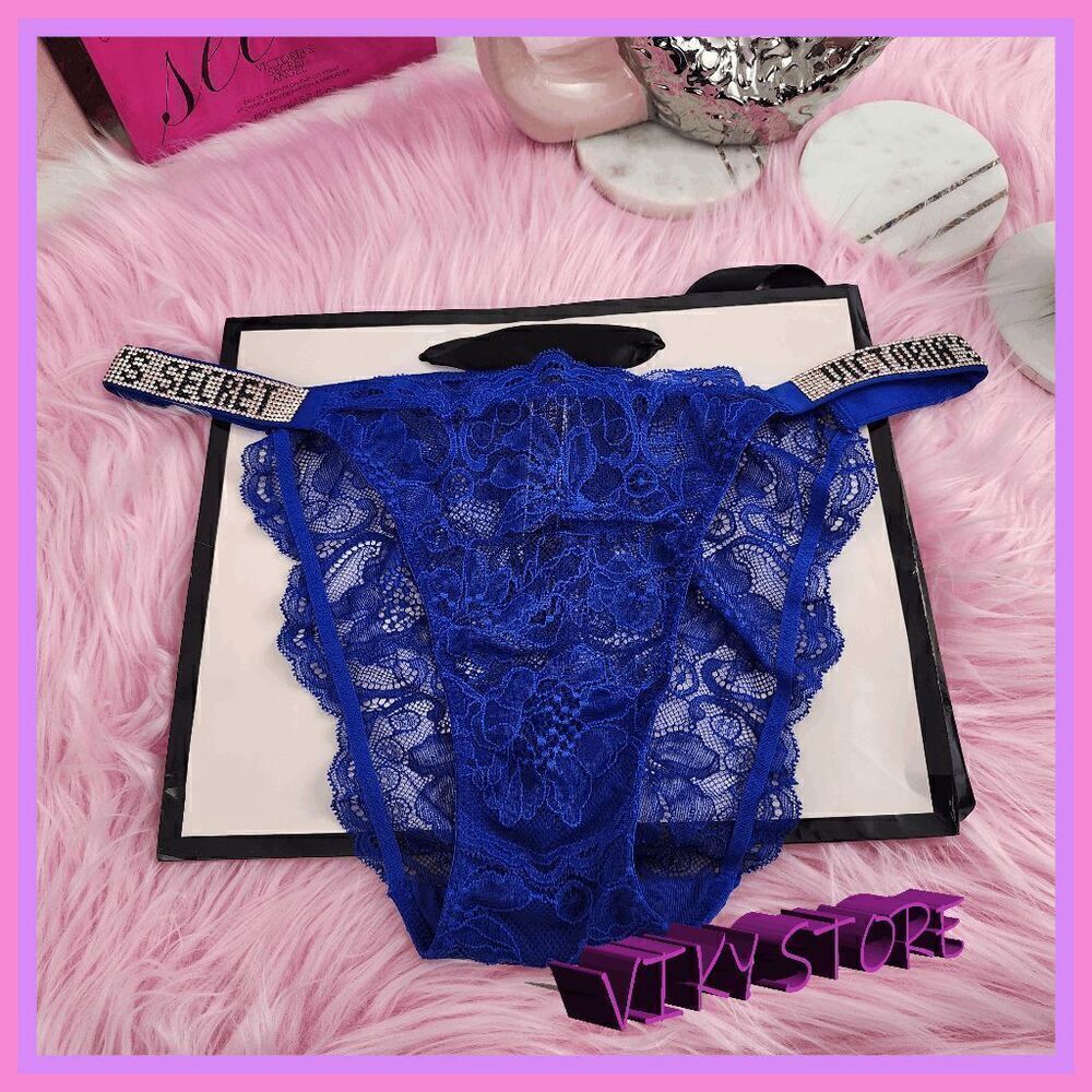 NWT 💖 Sparkling Rhinestones on Victoria's Secret Blue Bikini - Medium 💖 NWT